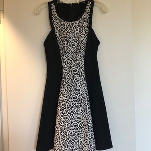 Black and white textured leopard cocktail dress